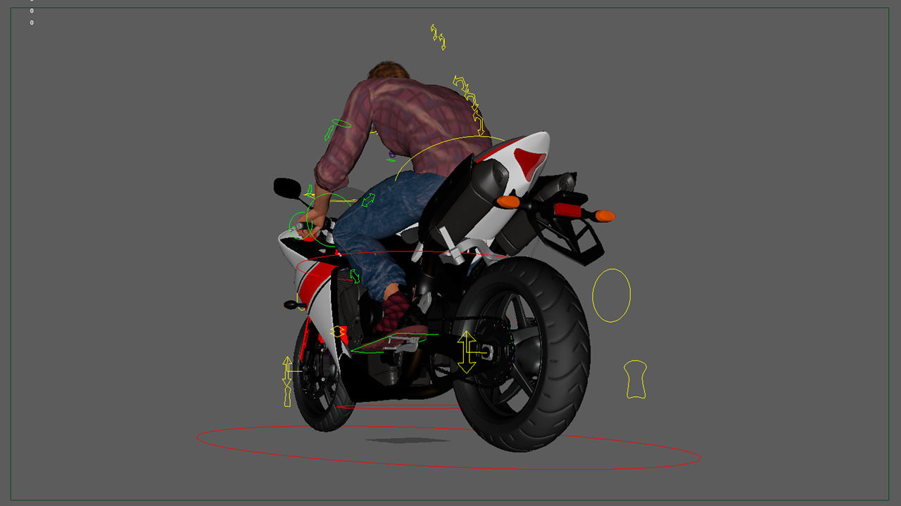 Full Rigged Rider with Motorbike Model 3D model_25