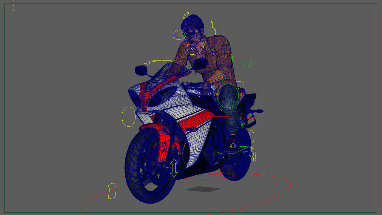 Full Rigged Rider with Motorbike Model 3D model_27