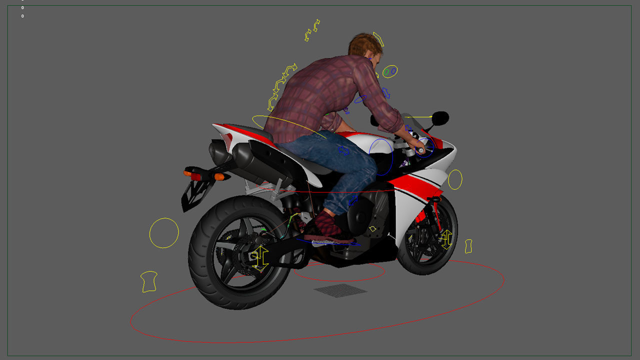 Full Rigged Rider with Motorbike Model 3D model_32