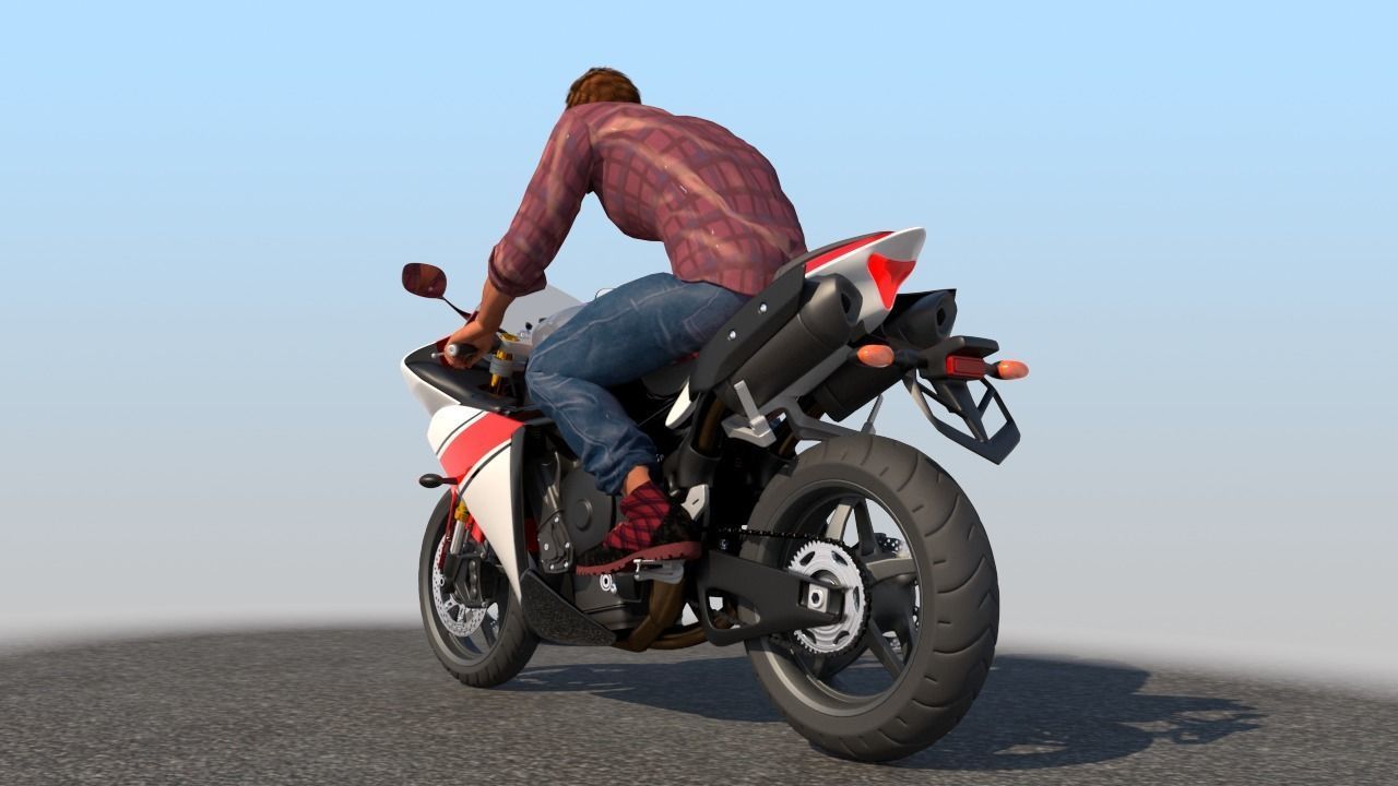 Full Rigged Rider with Motorbike Model 3D model_19