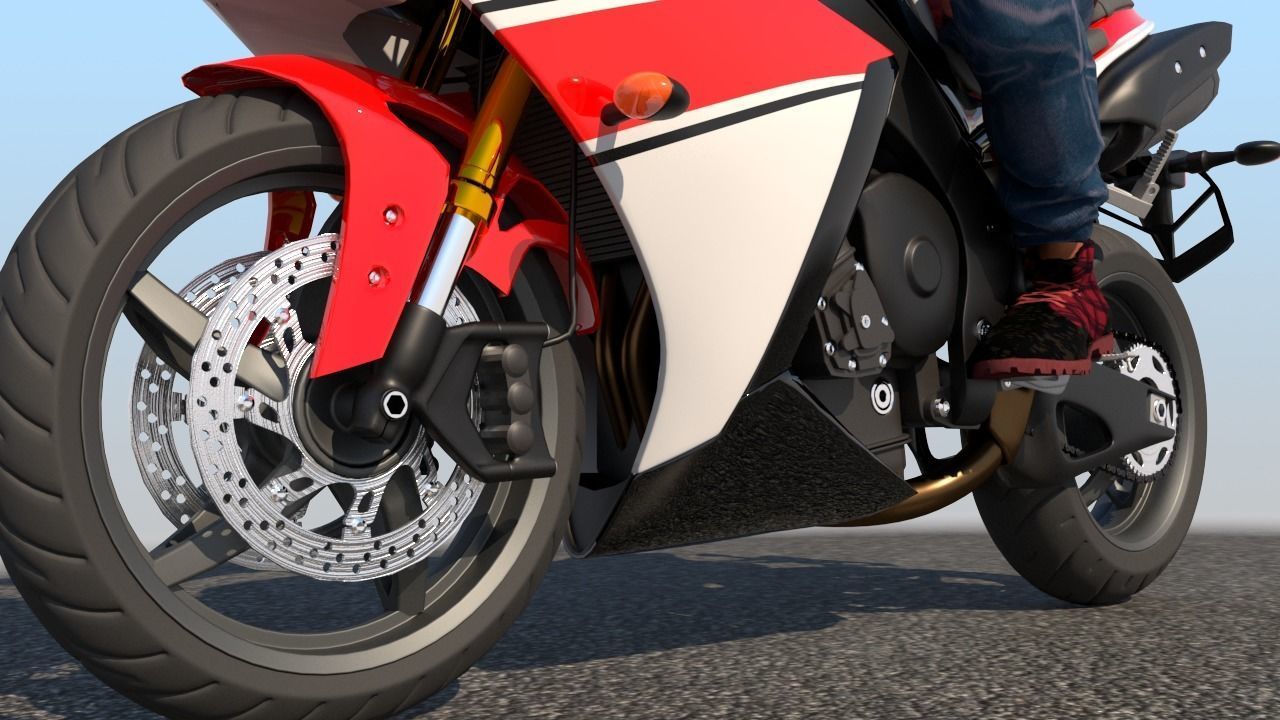 Full Rigged Rider with Motorbike Model 3D model_15