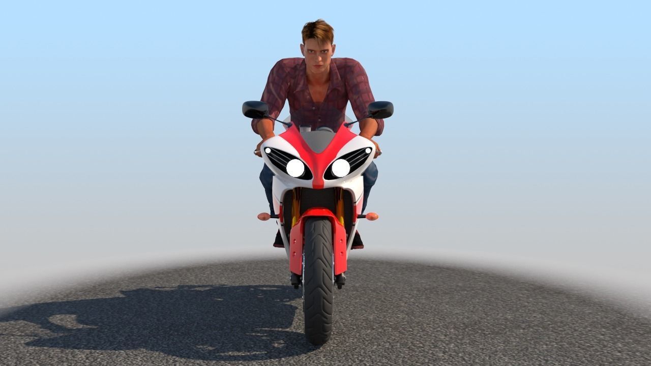 Full Rigged Rider with Motorbike Model 3D model_8