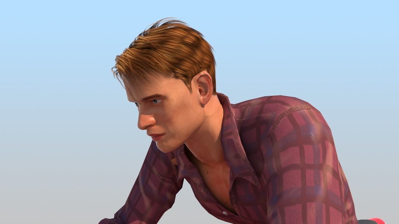 Full Rigged Rider with Motorbike Model 3D model_24