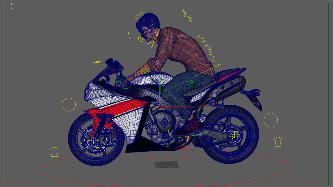 Full Rigged Rider with Motorbike Model 3D model_28