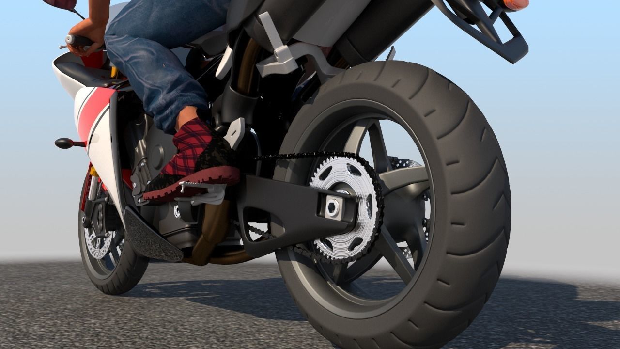 Full Rigged Rider with Motorbike Model 3D model_17