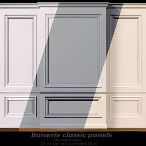 Wall molding 9 Boiserie classic panels Low-poly 3D model