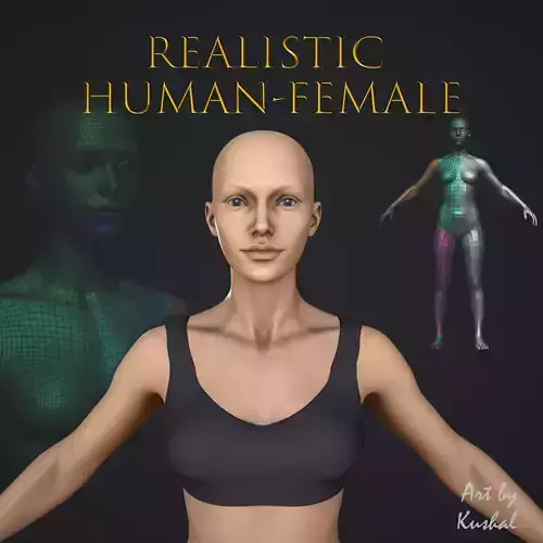 Realistic Human Female Low-poly 3D model