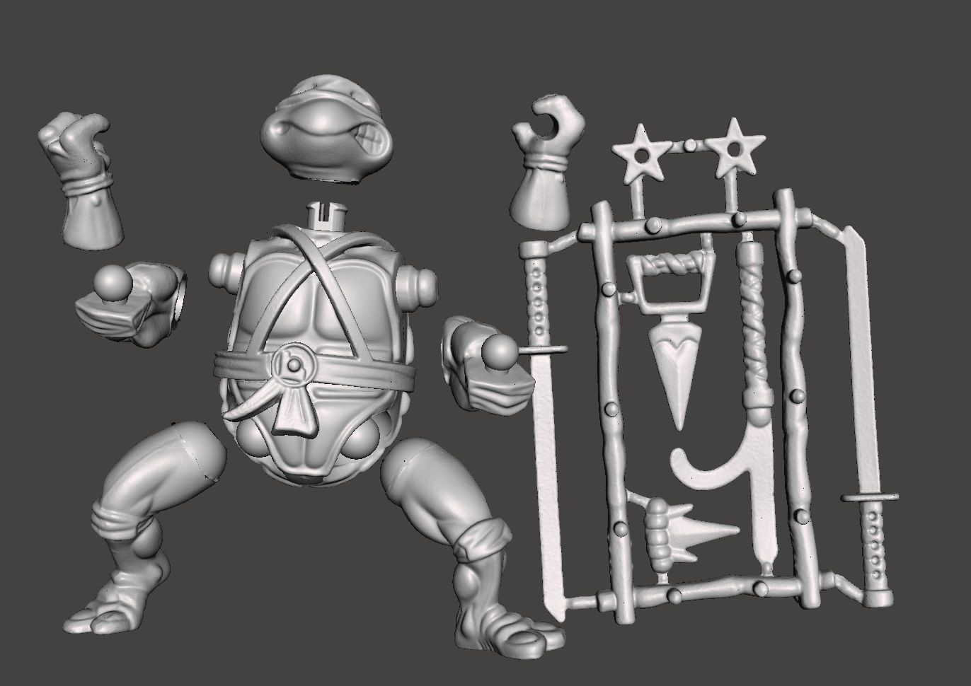 LEONARDO VINTAGE TMNT TEENAGE MUTANT NINJA TURTLES COMPLET 3D print model_6