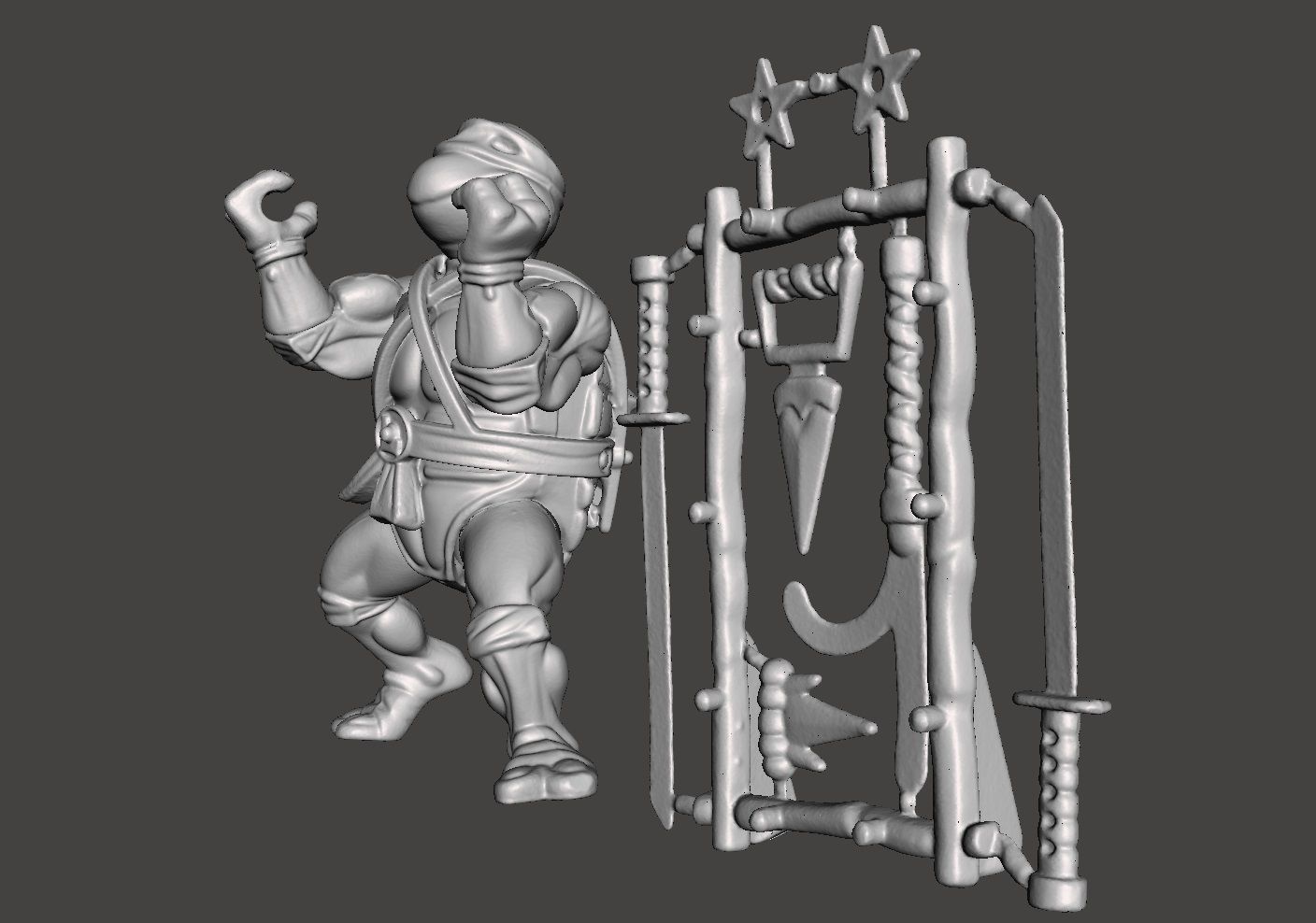 LEONARDO VINTAGE TMNT TEENAGE MUTANT NINJA TURTLES COMPLET 3D print model_1