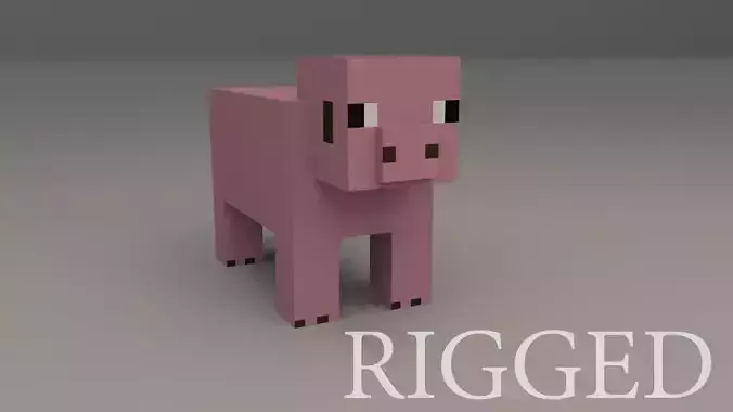 Minecraft Pig Low-poly 3D model Free - With Rigged