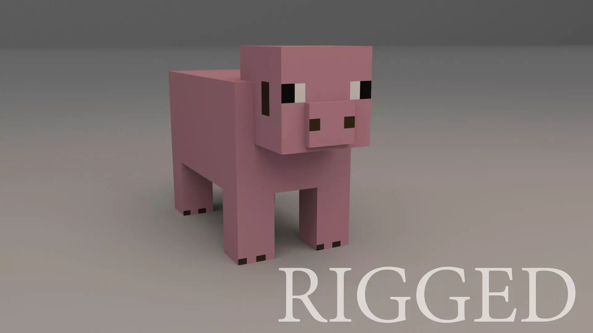 Minecraft Pig Low-poly 3D model Free - With Rigged Free low-poly 3D model_0