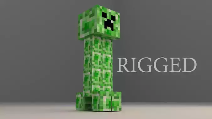Minecraft Creeper Low-poly 3D model Free - With Rigged