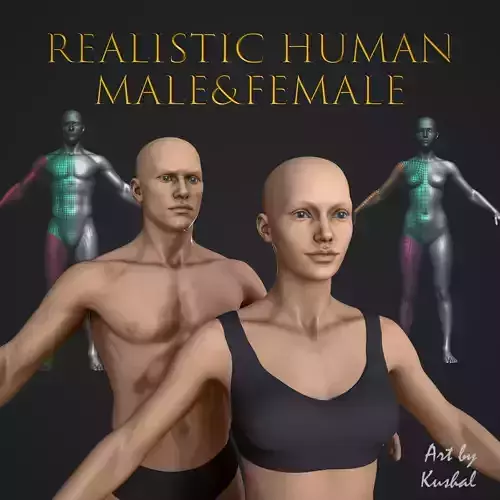 Realistic Human Male and Female Low-poly 3D model