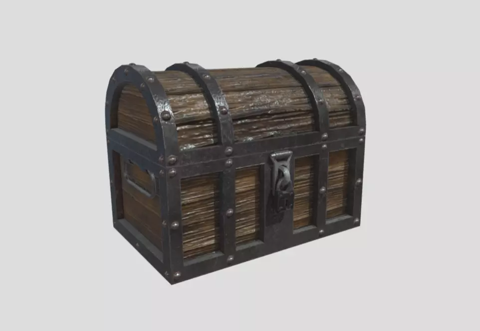 Medieval Low Poly Chest Free 3D model_0