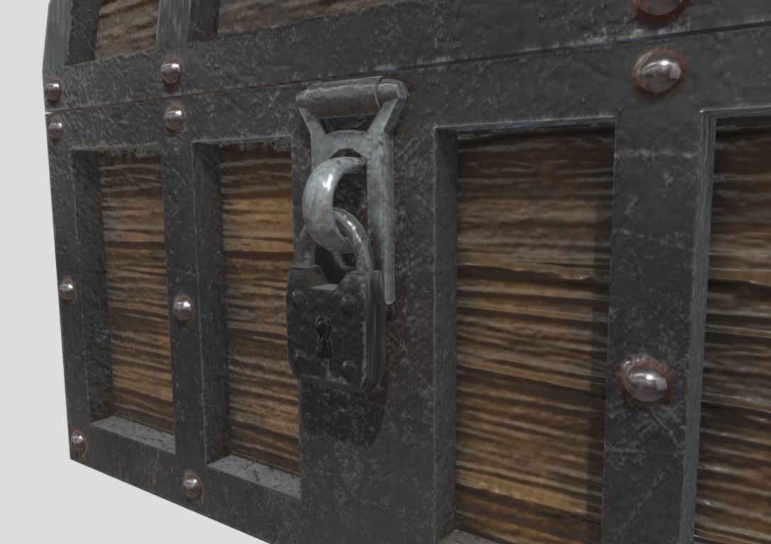 Medieval Low Poly Chest Free 3D model_3