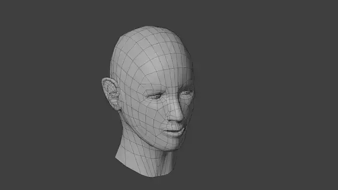 Simple Woman Head Low-poly 3D model