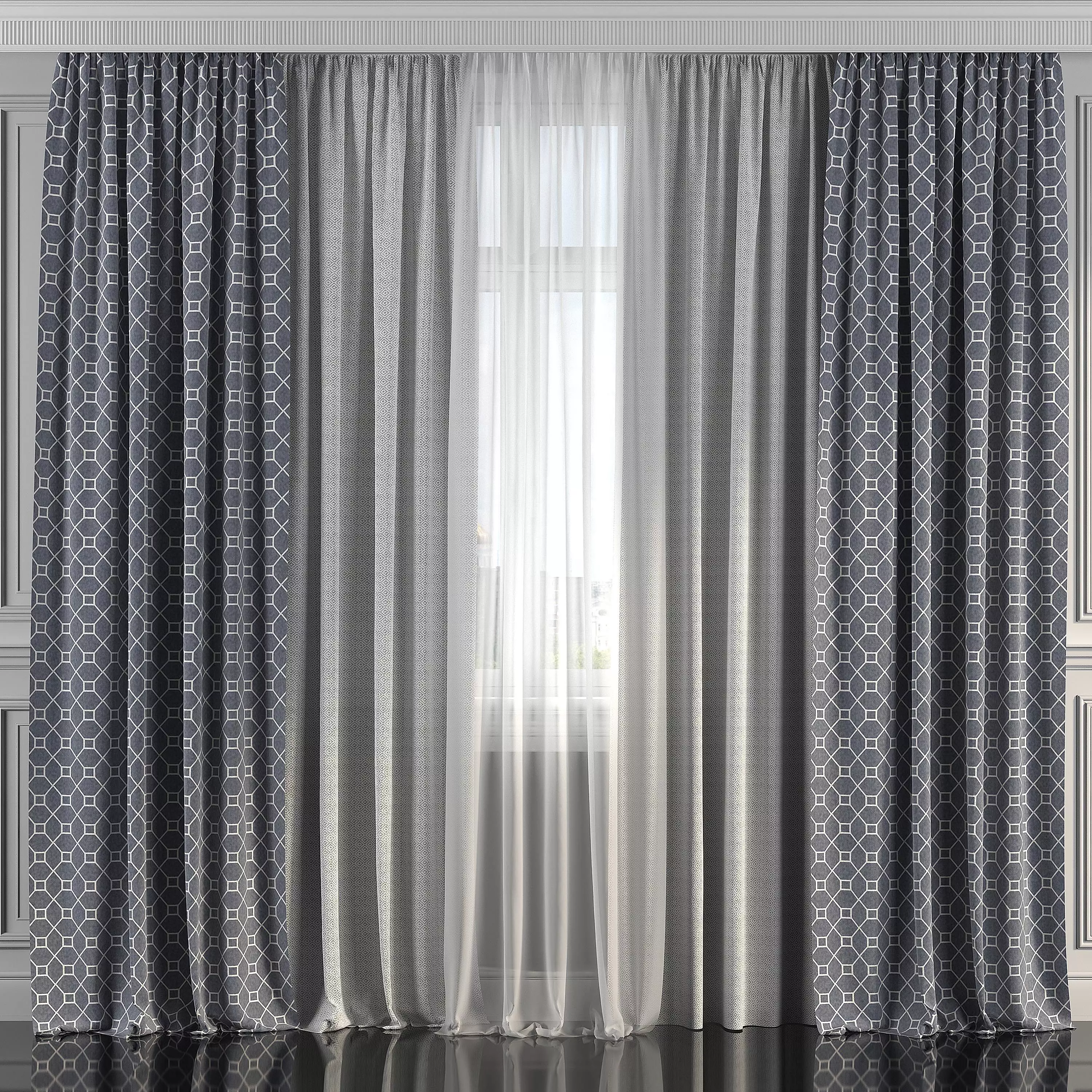Curtain Set 211 3D model_0