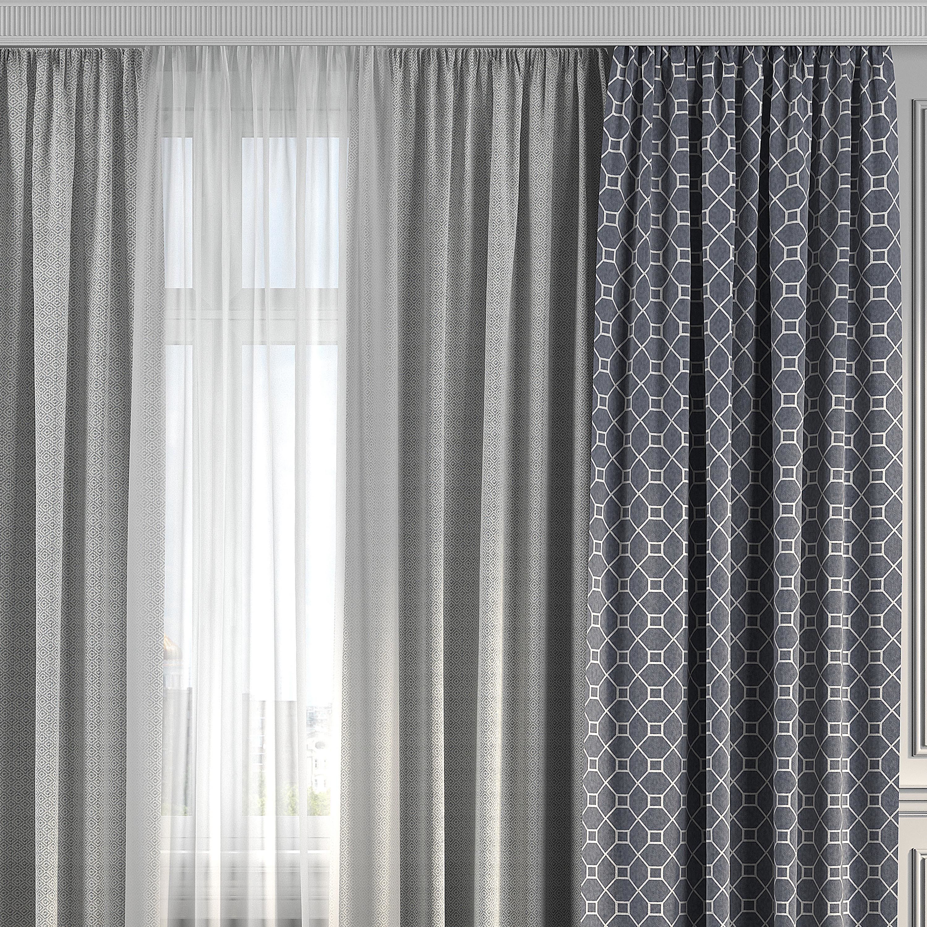 Curtain Set 211 3D model_1