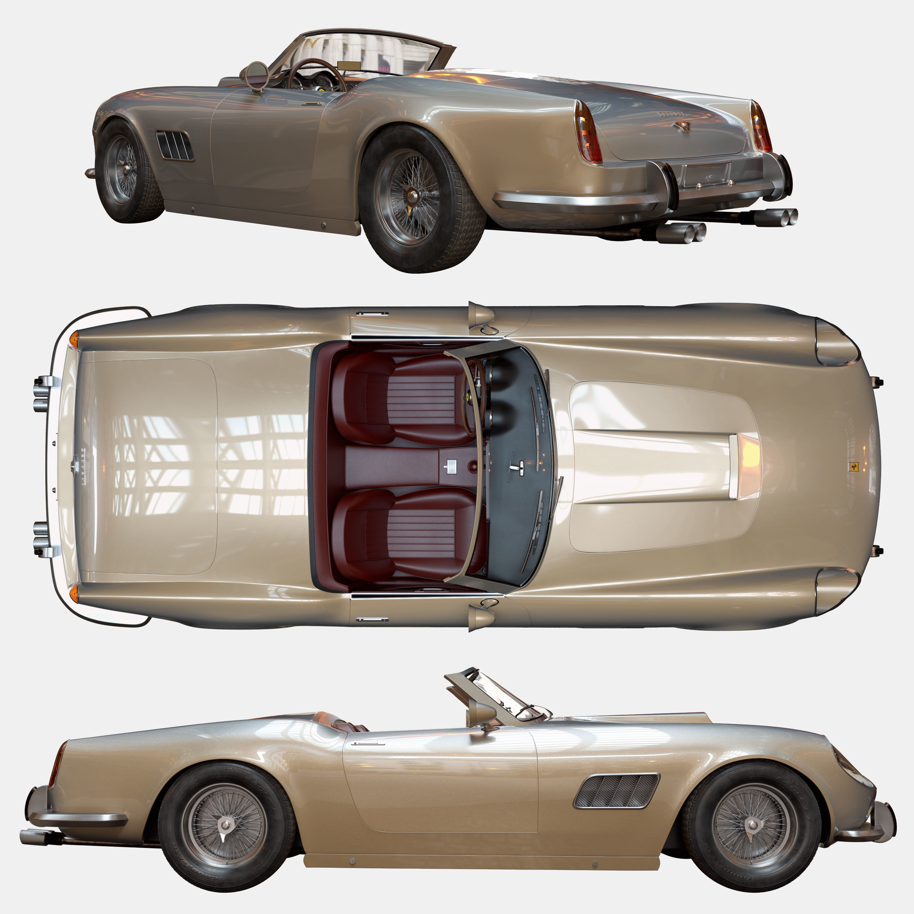 Ferrari 250 Gt Swb California Spyder  With HQ Interior 3D model_10