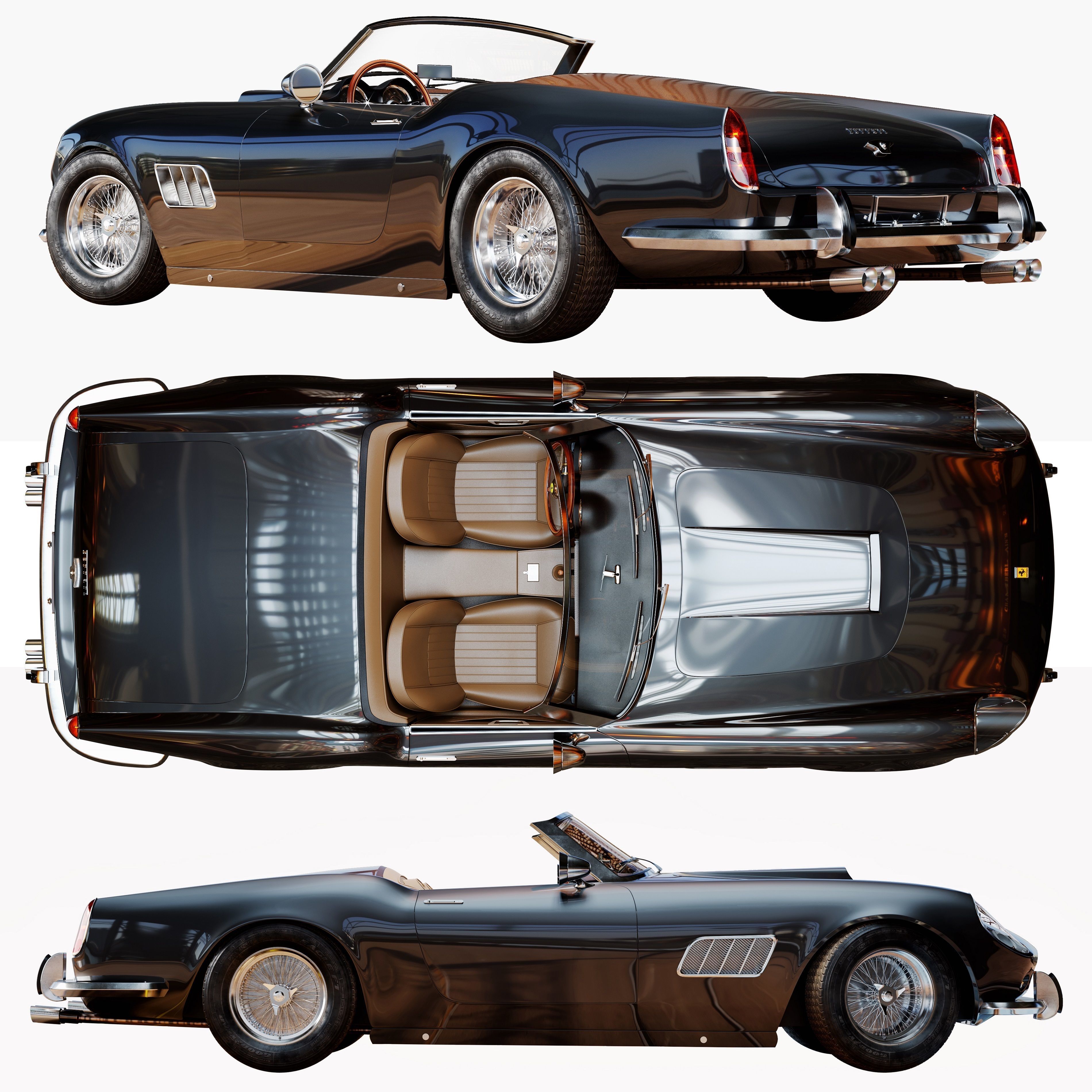 Ferrari 250 Gt Swb California Spyder  With HQ Interior 3D model_8