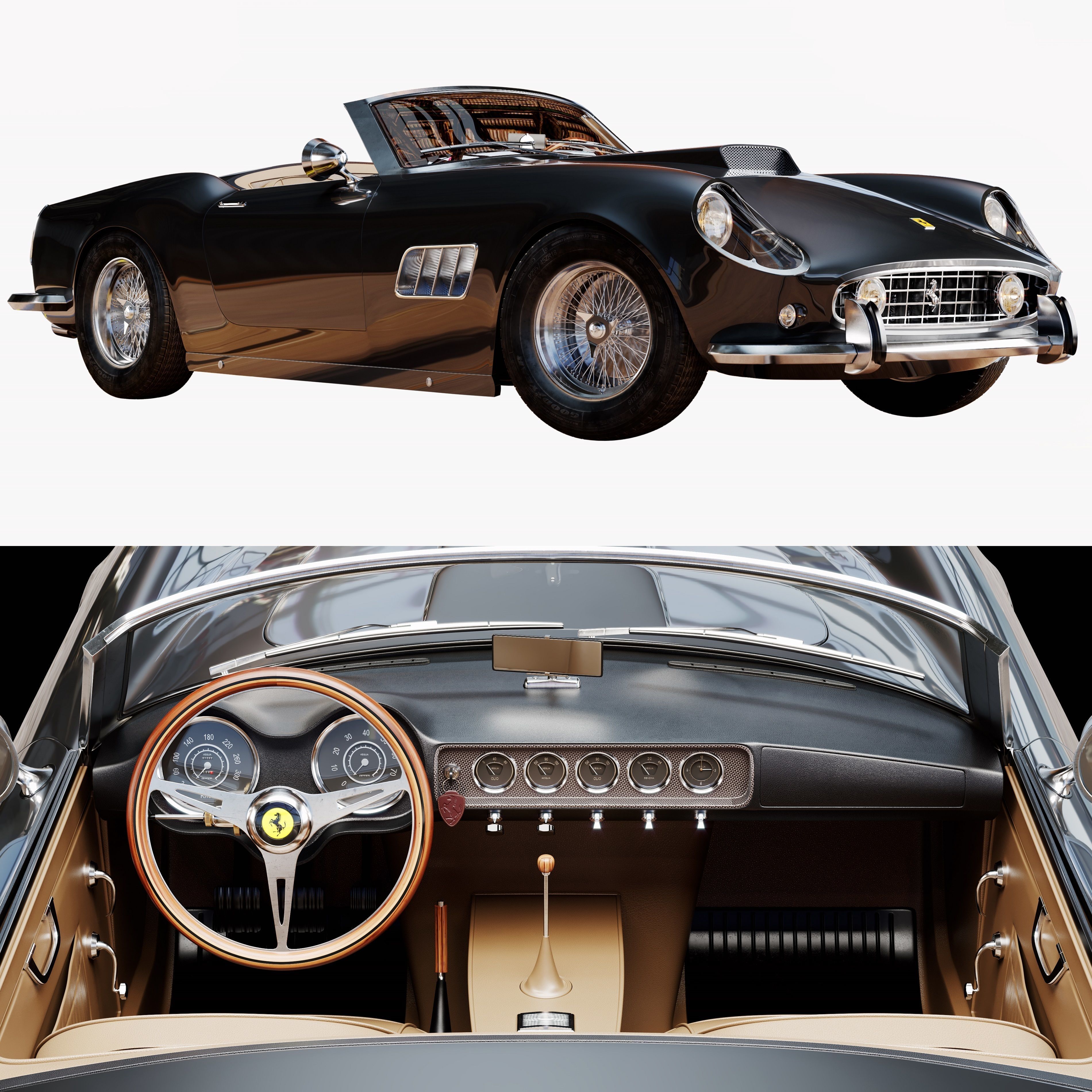 Ferrari 250 Gt Swb California Spyder  With HQ Interior 3D model_7