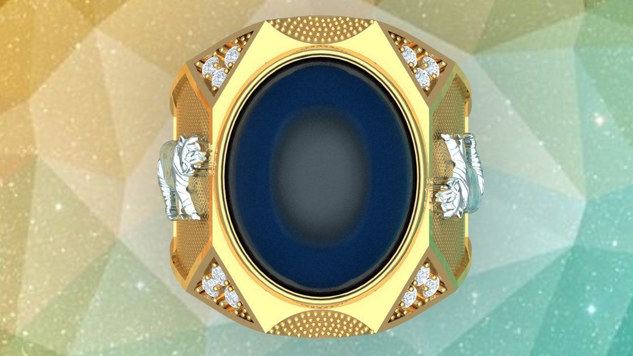Tiger ring - Mens ring 3D print model_2