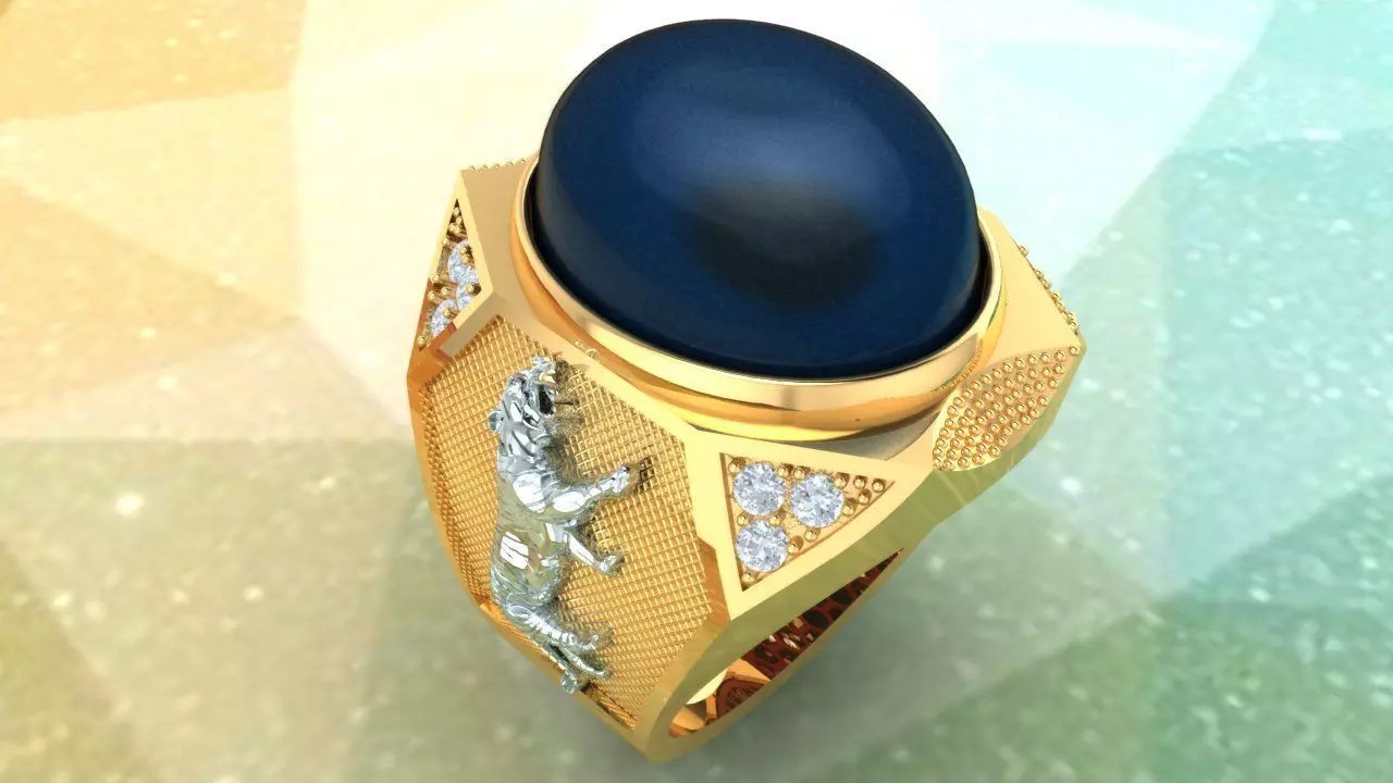 Tiger ring - Mens ring 3D print model_0