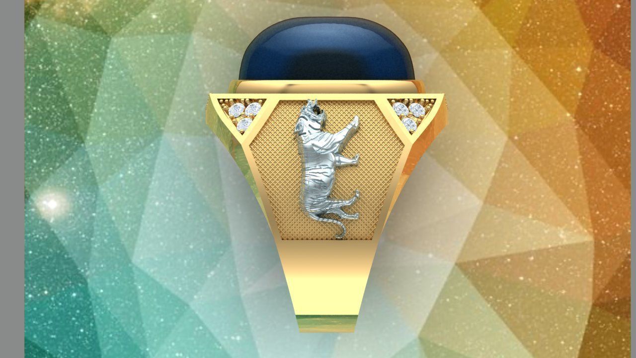 Tiger ring - Mens ring 3D print model_3