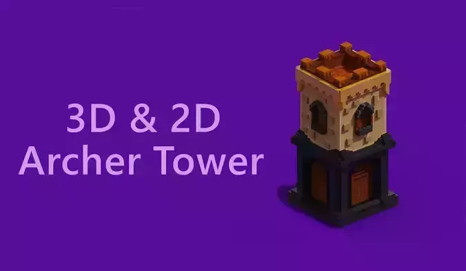 Voxel Archer Tower 3D And Isometric Sprite 3D model