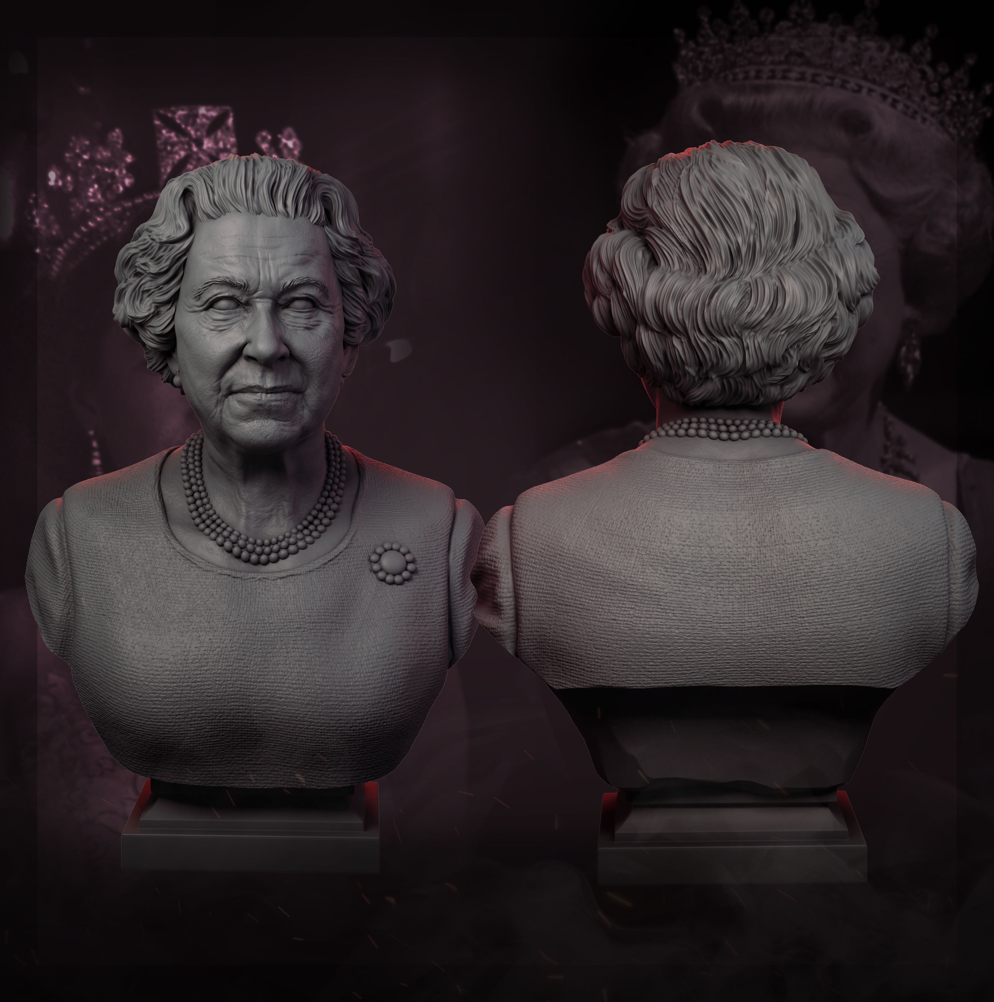 Queen Elizabeth II 3D print model_6