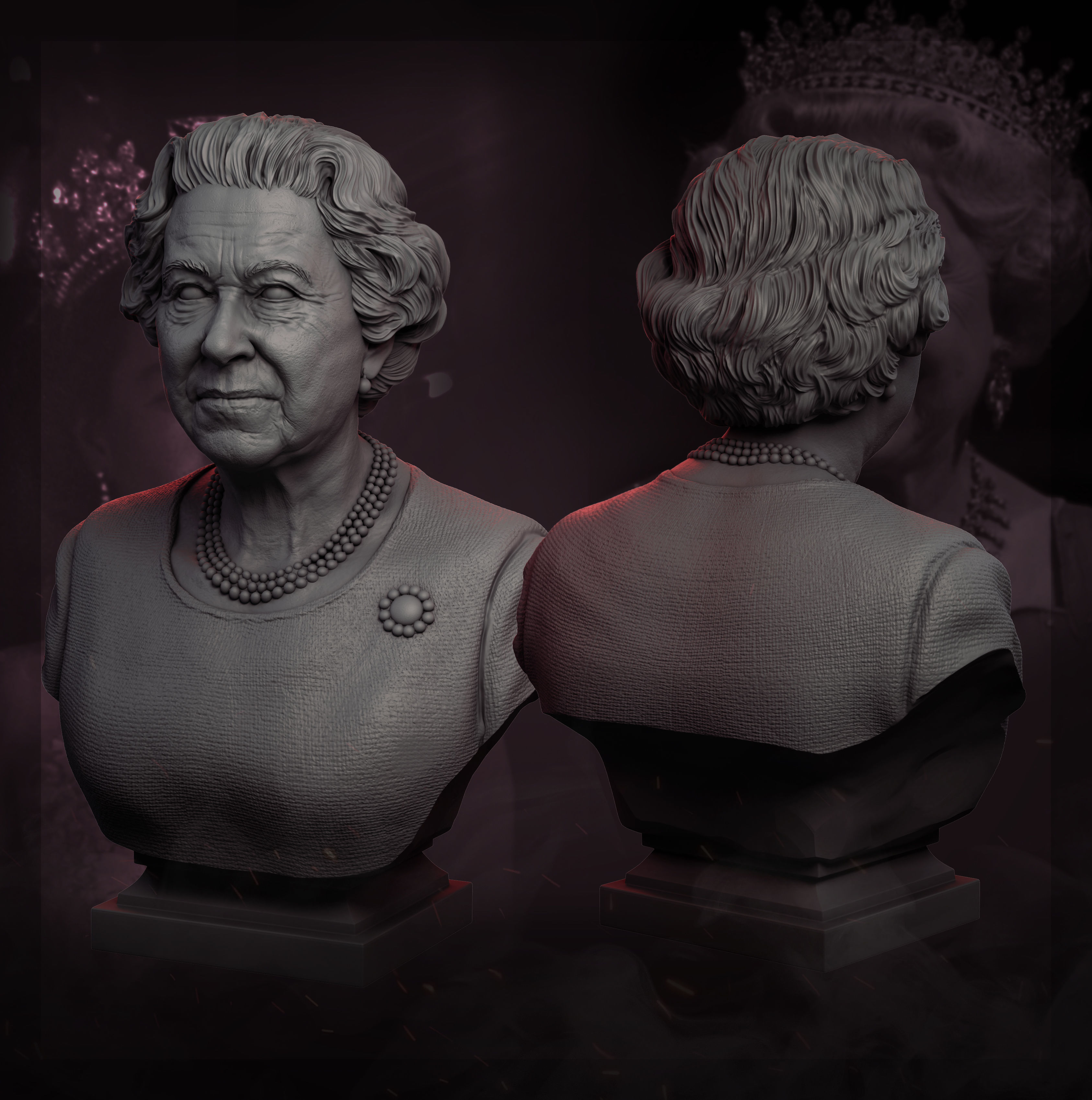 Queen Elizabeth II 3D print model_19