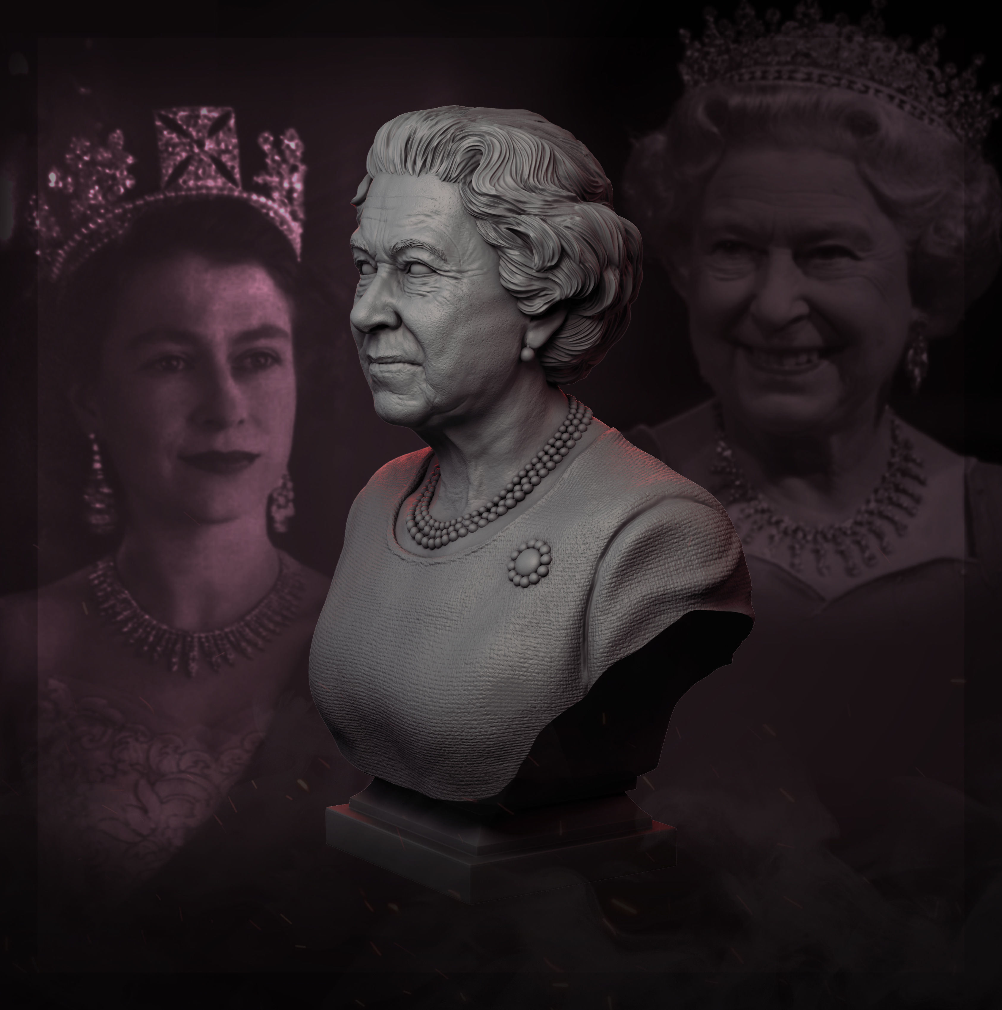 Queen Elizabeth II 3D print model_7