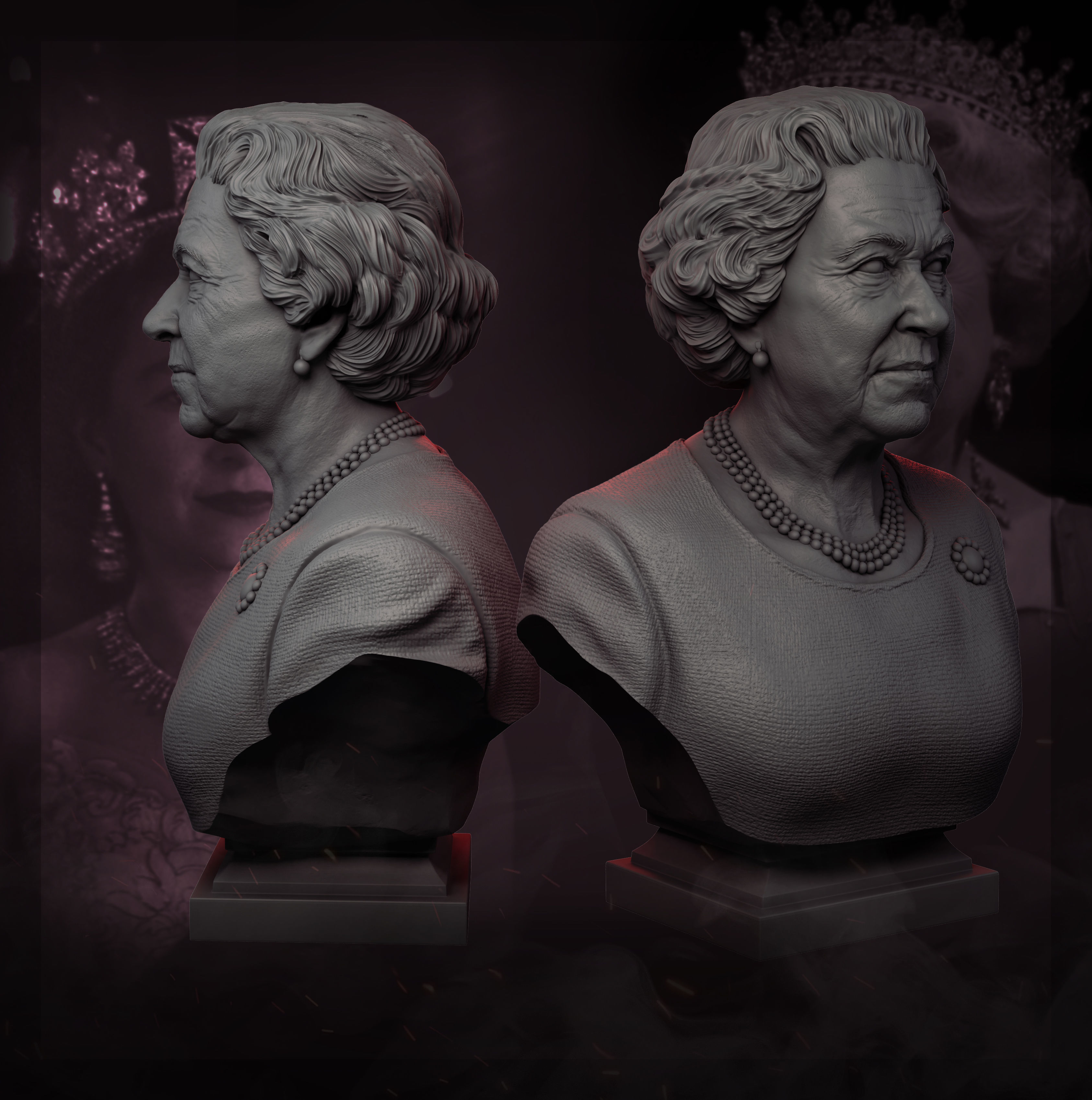 Queen Elizabeth II 3D print model_16