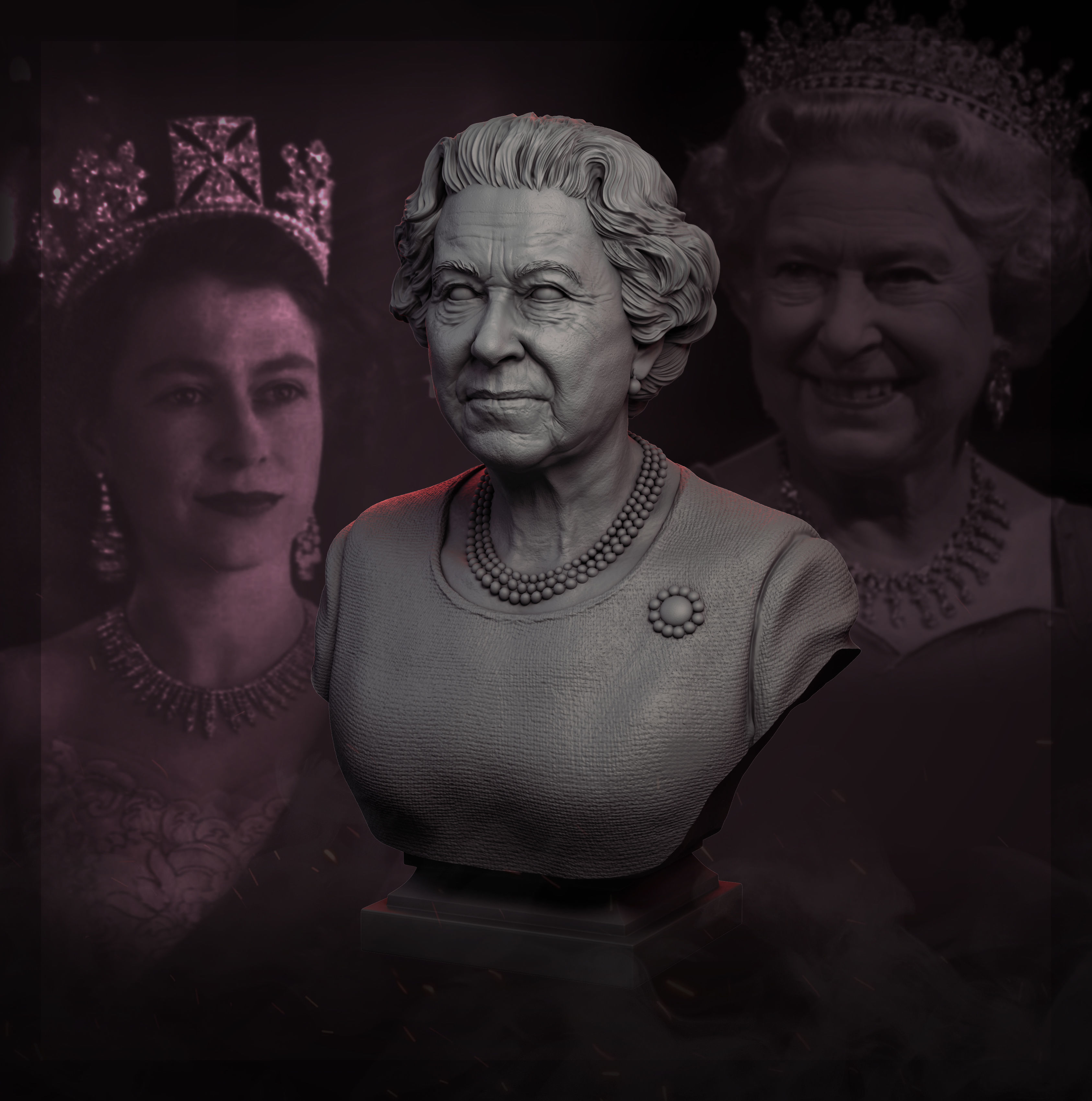Queen Elizabeth II 3D print model_2