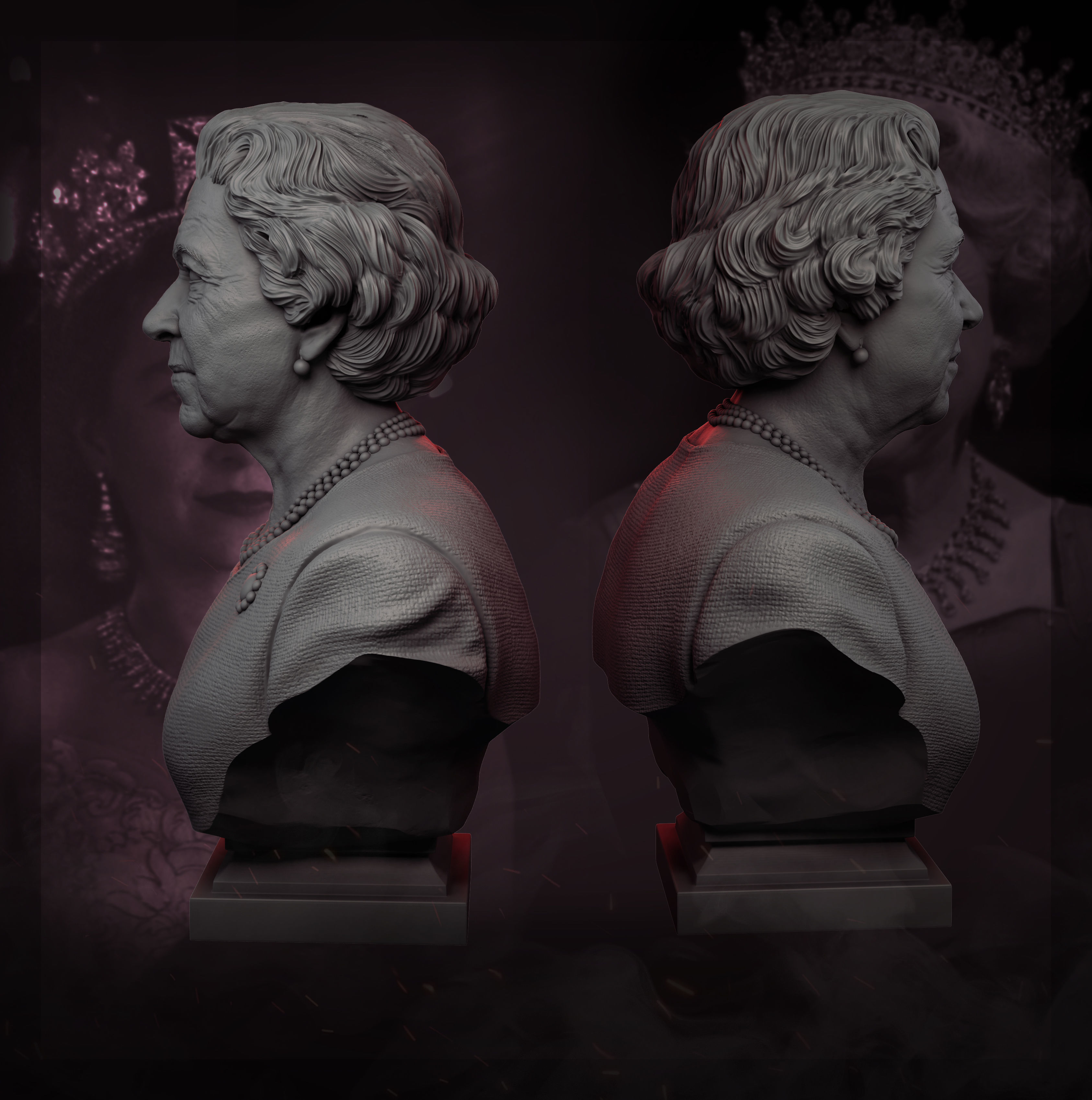 Queen Elizabeth II 3D print model_15