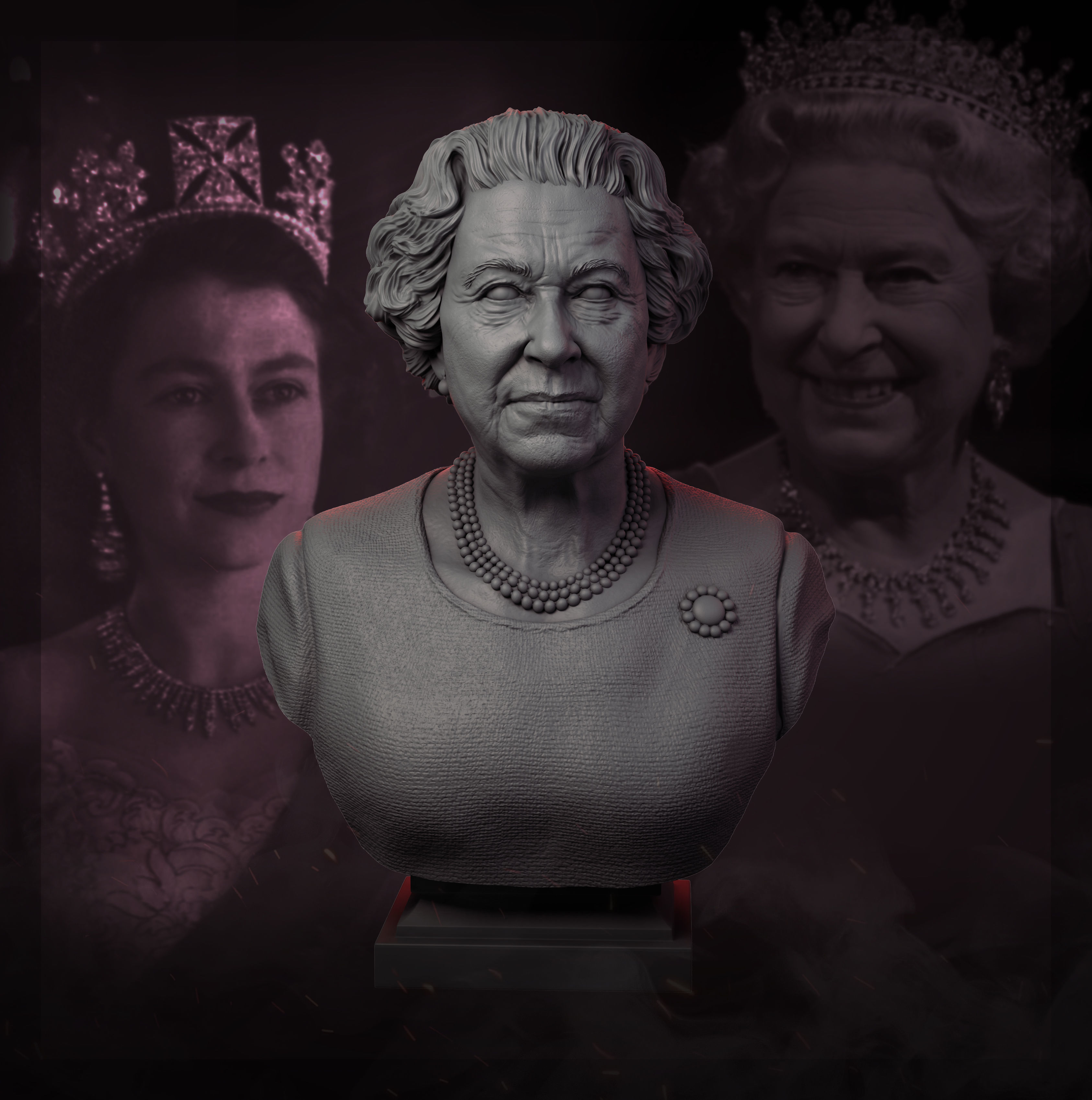 Queen Elizabeth II 3D print model_1