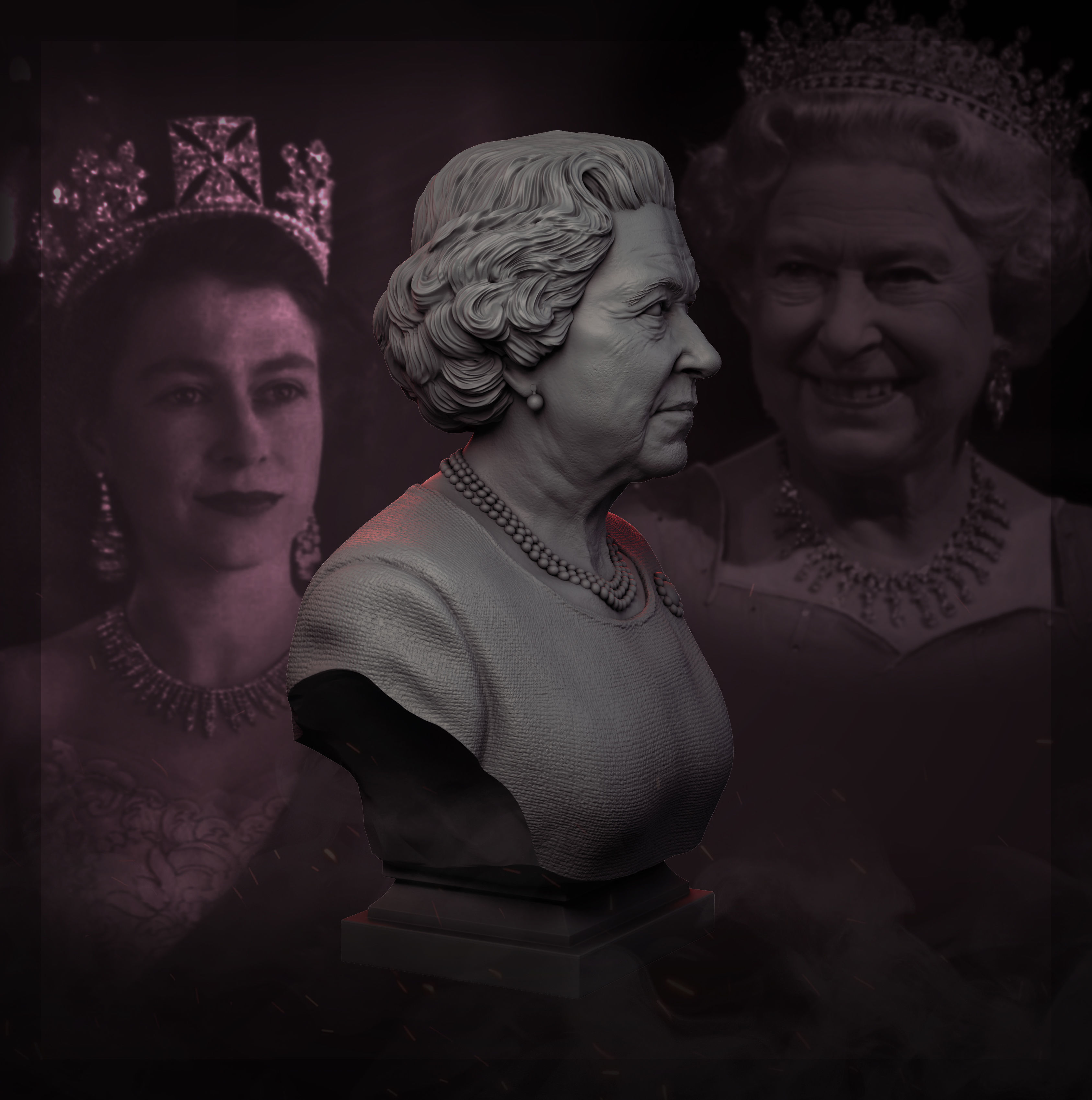 Queen Elizabeth II 3D print model_8