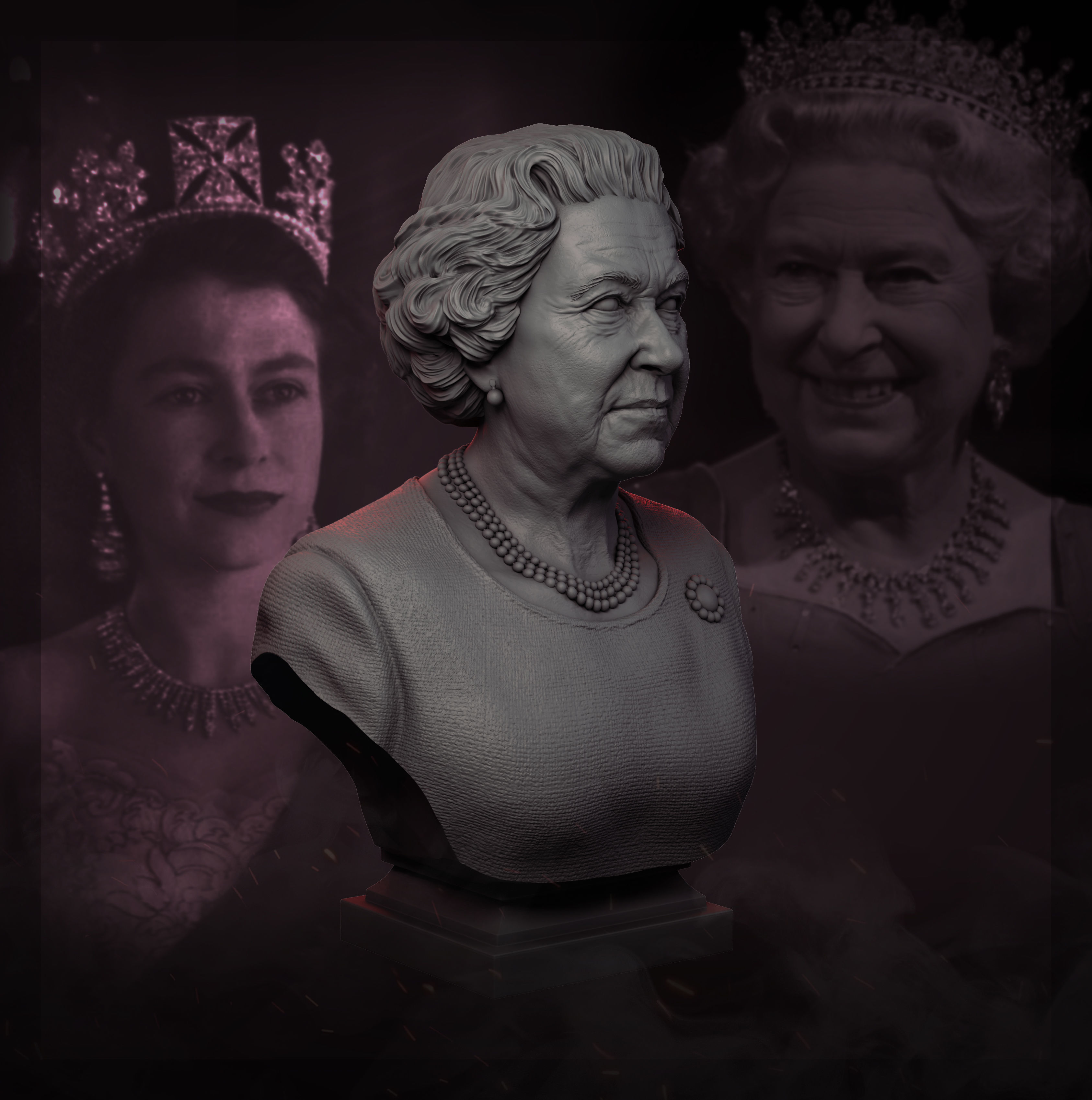 Queen Elizabeth II 3D print model_12