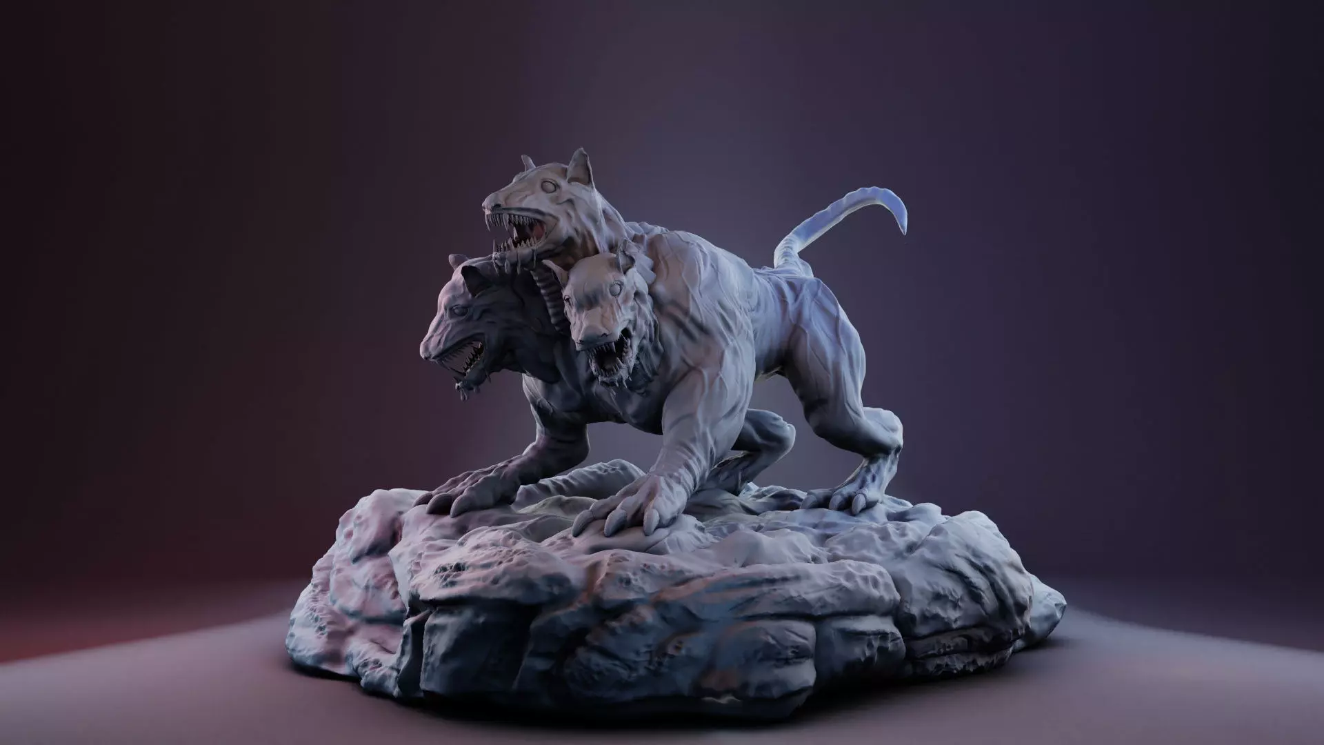 Cerber statue of tiger 3D print model_0