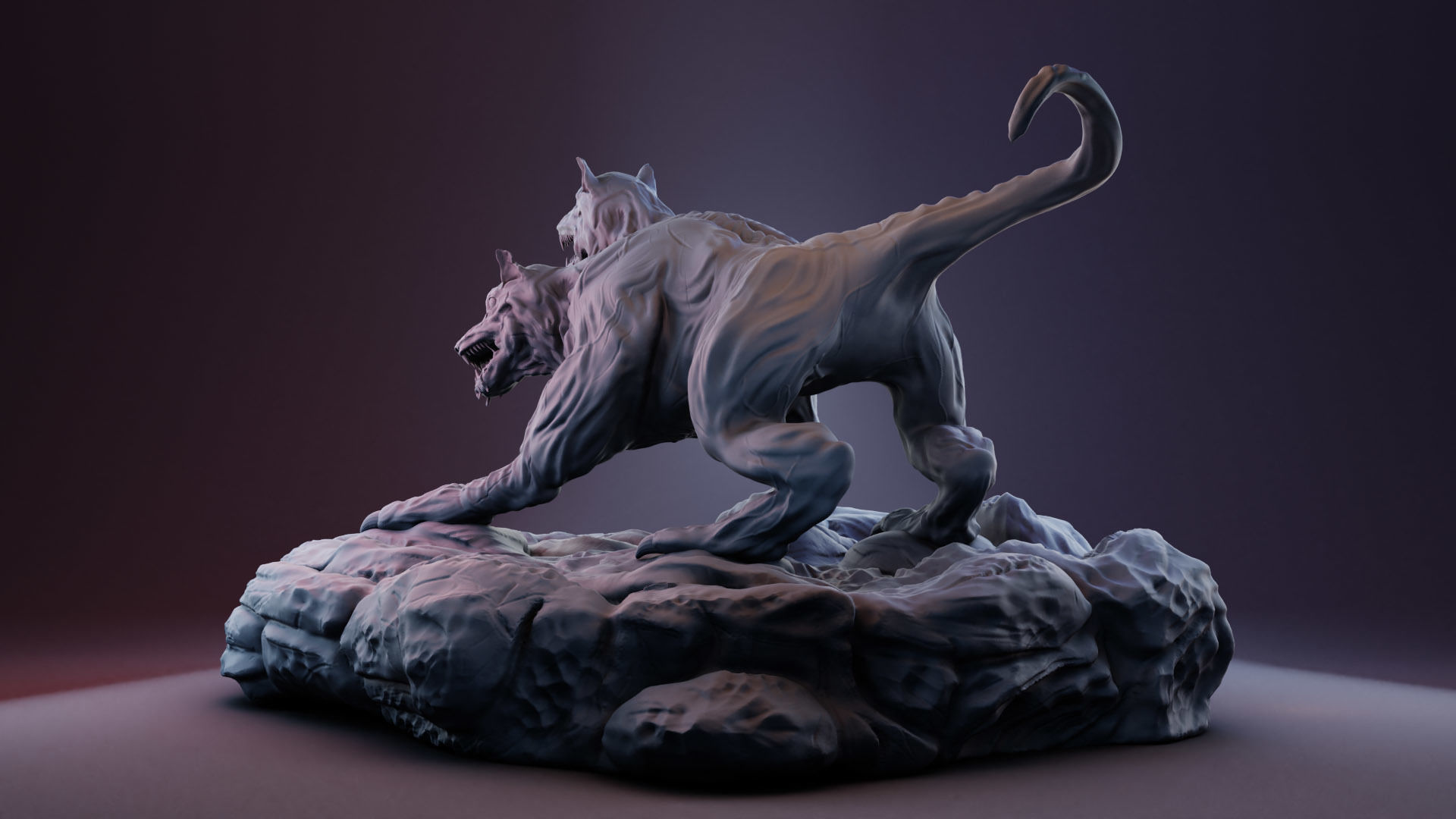 Cerber statue of tiger 3D print model_2