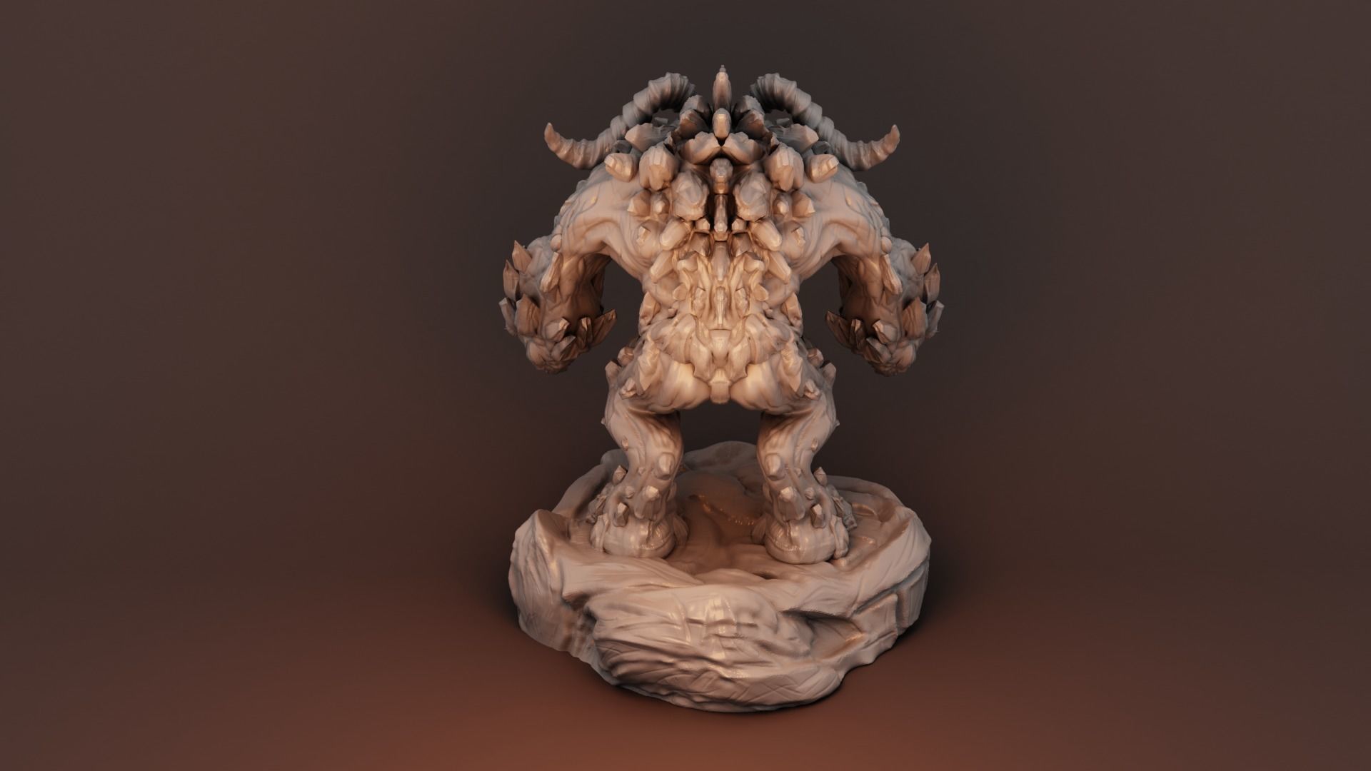 demon wooden statue 3D print model_3