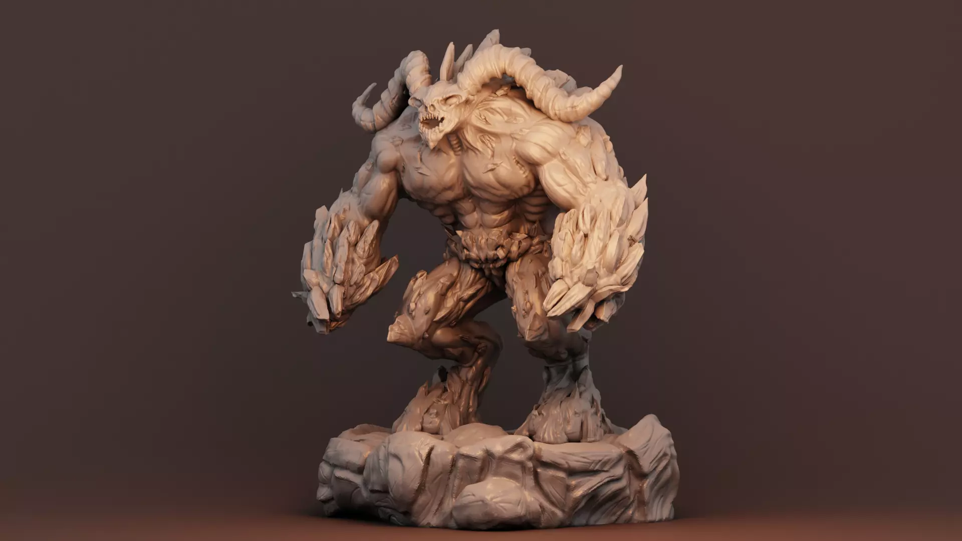 demon wooden statue 3D print model_0