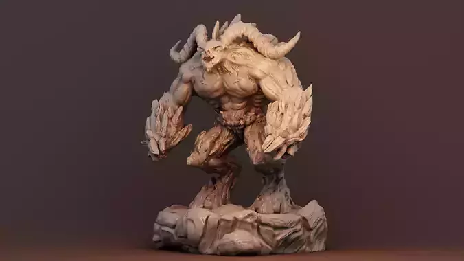 demon wooden statue 3D print model