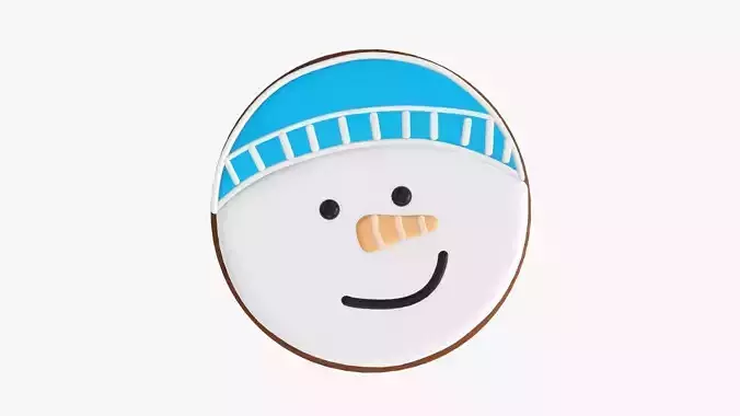 Snowman head Christmas cookie 3D model