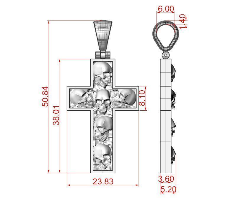 Cross with skulls light version 3D print model_6