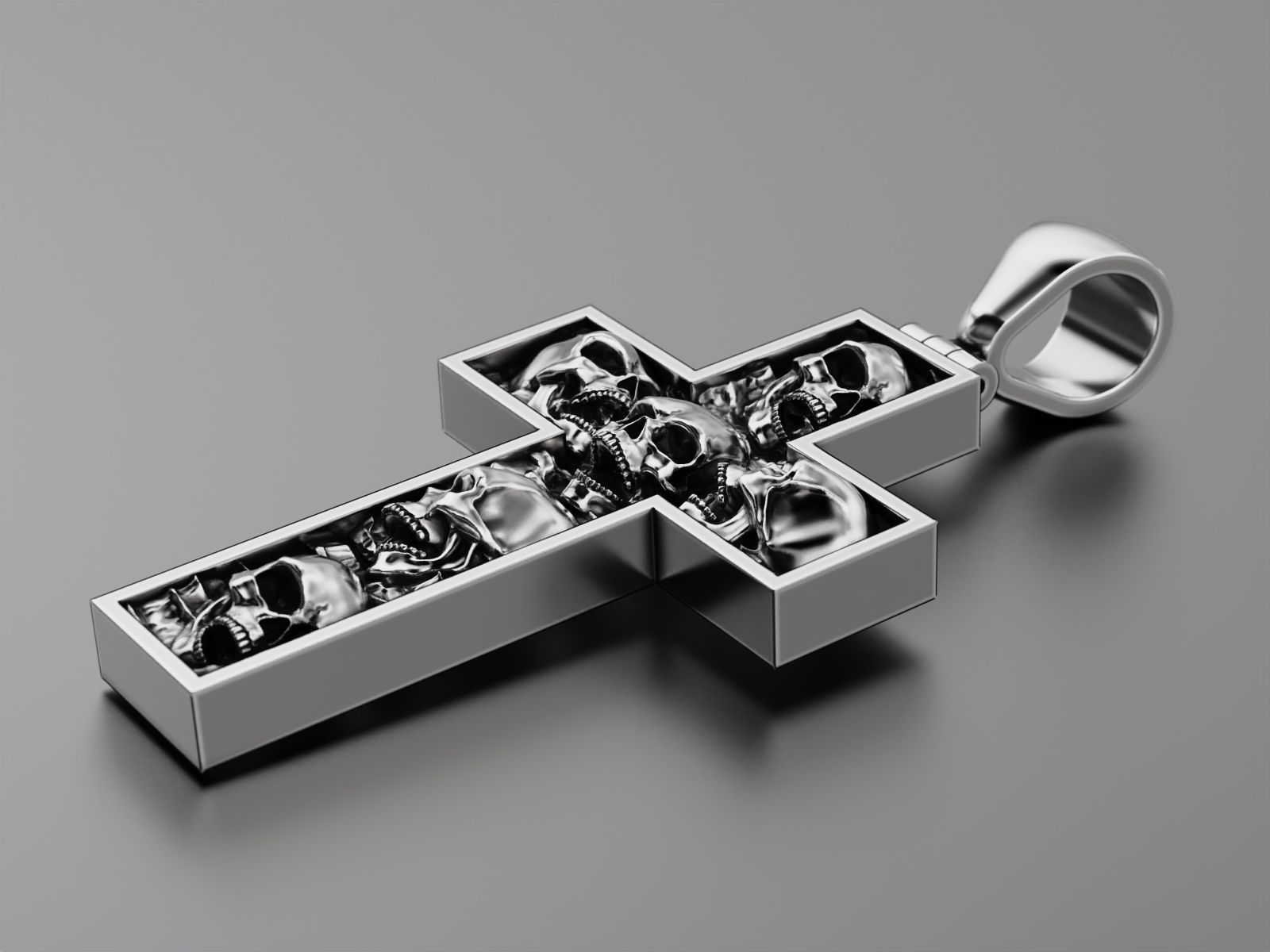 Cross with skulls light version 3D print model_2