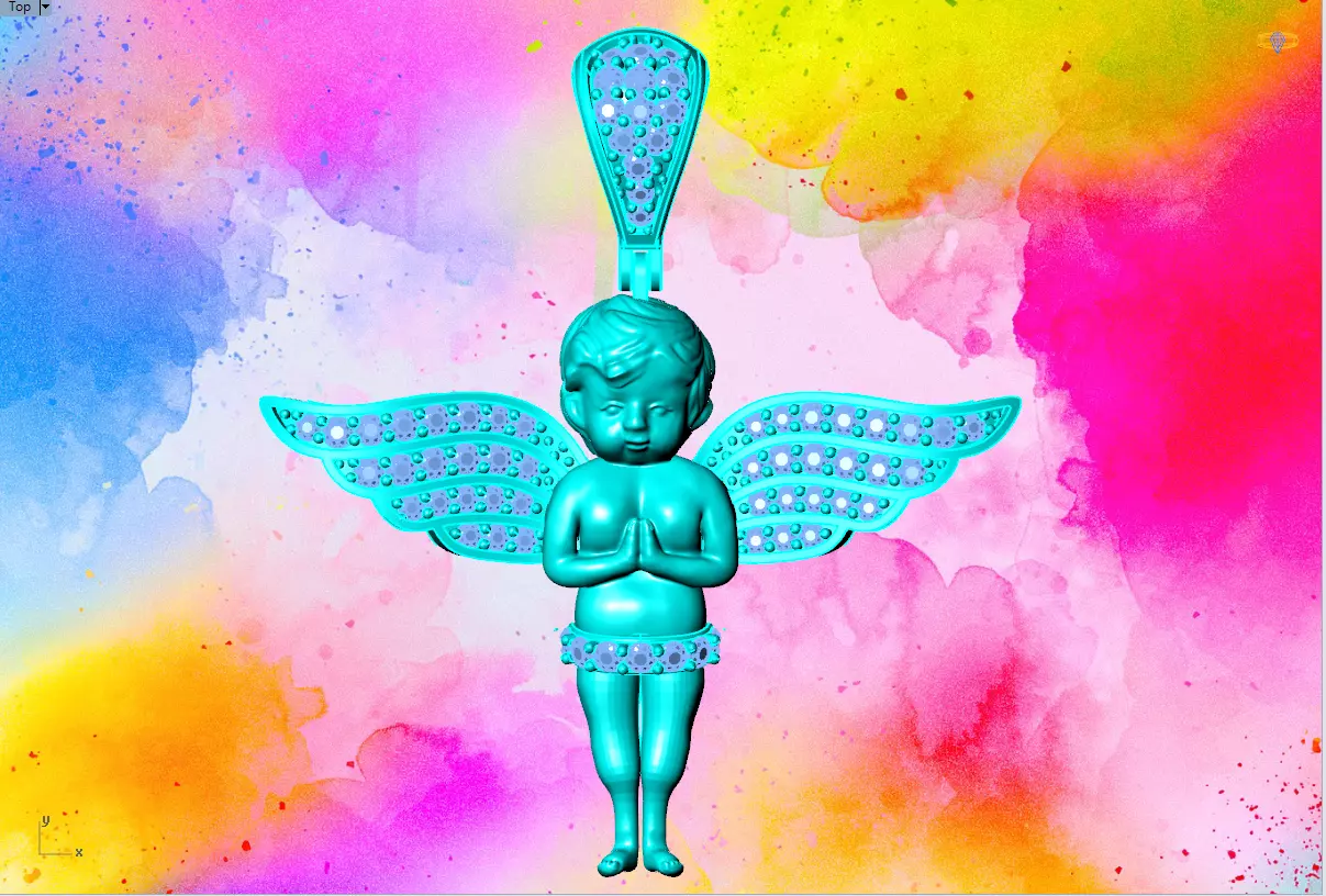 Angel pendant - Winged angel pendant 3D print model