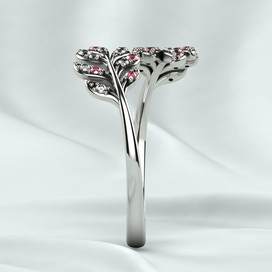 Branch Tree Open Gold Ring 3D print model_21