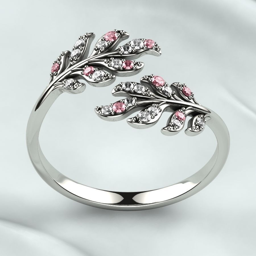Branch Tree Open Gold Ring 3D print model_13