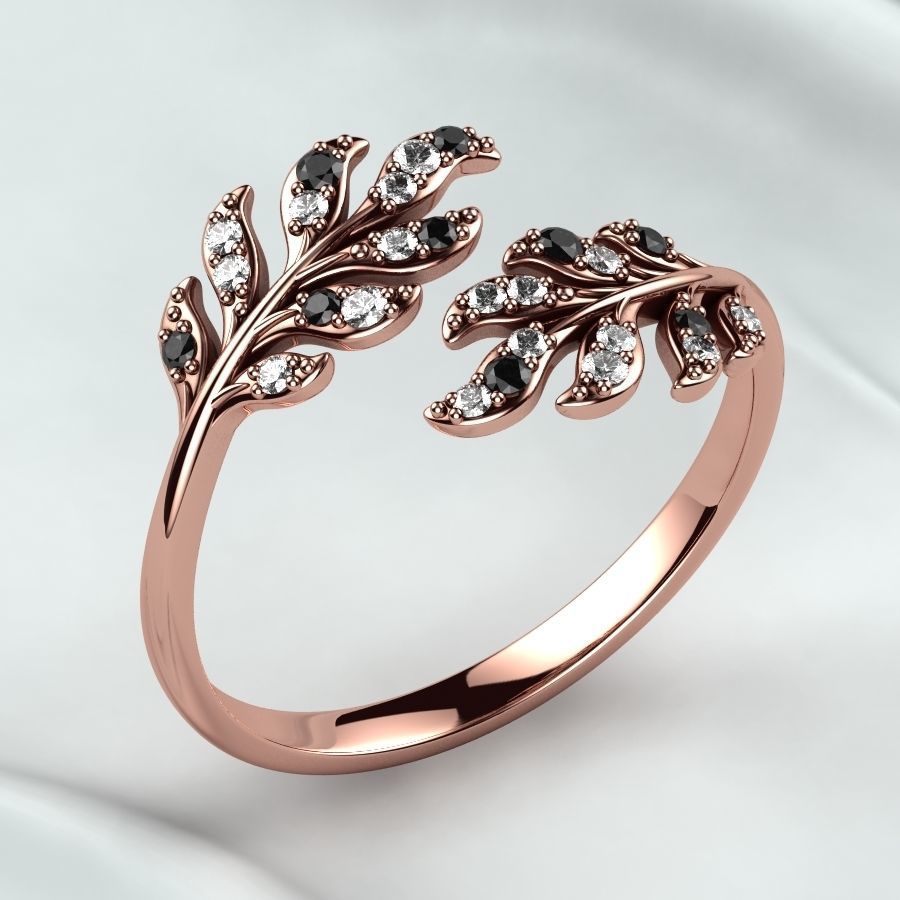 Branch Tree Open Gold Ring 3D print model_7